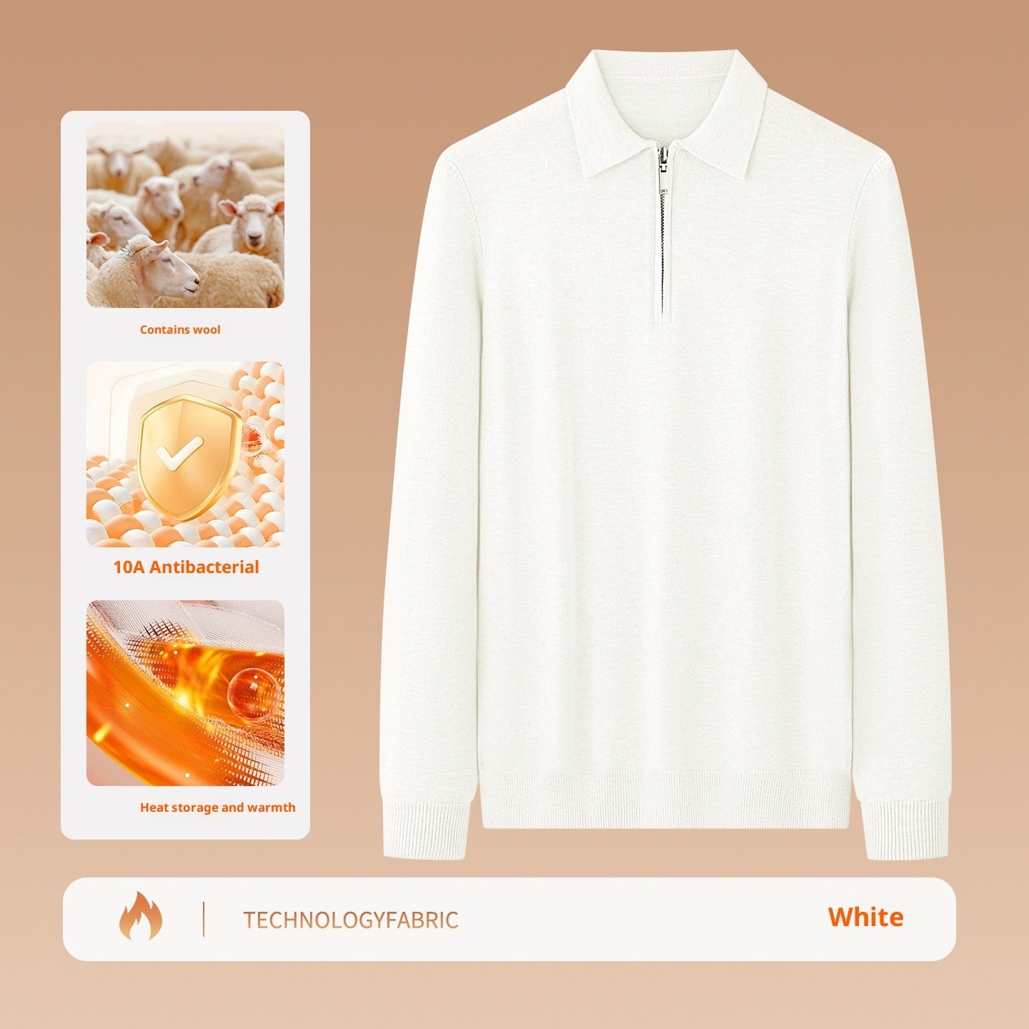 Wool Modal Sweater Men's Zip-Up Top
