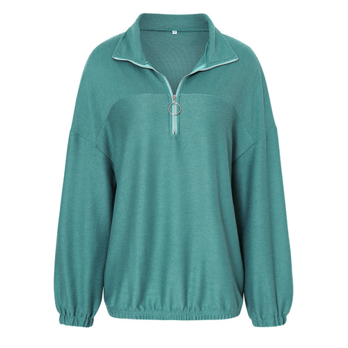 Fashionable Casual Pullover V-Neck Solid Color Loose Sweatshirt
