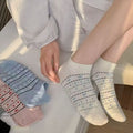 Coquette Bow & Heart Pattern Ankle Socks, Cute Striped Low-Cut Socks, Women's Sweet Casual Socks For Sneakers & Preppy Style