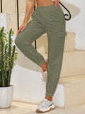 Solid-color High-waisted Pocket Casual Pants For Women