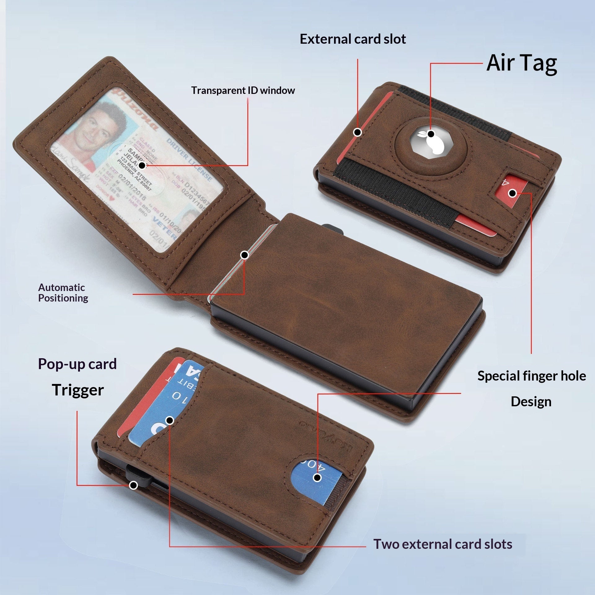 Flip-style Multi-card-slot Genuine Leather Mens Wallet