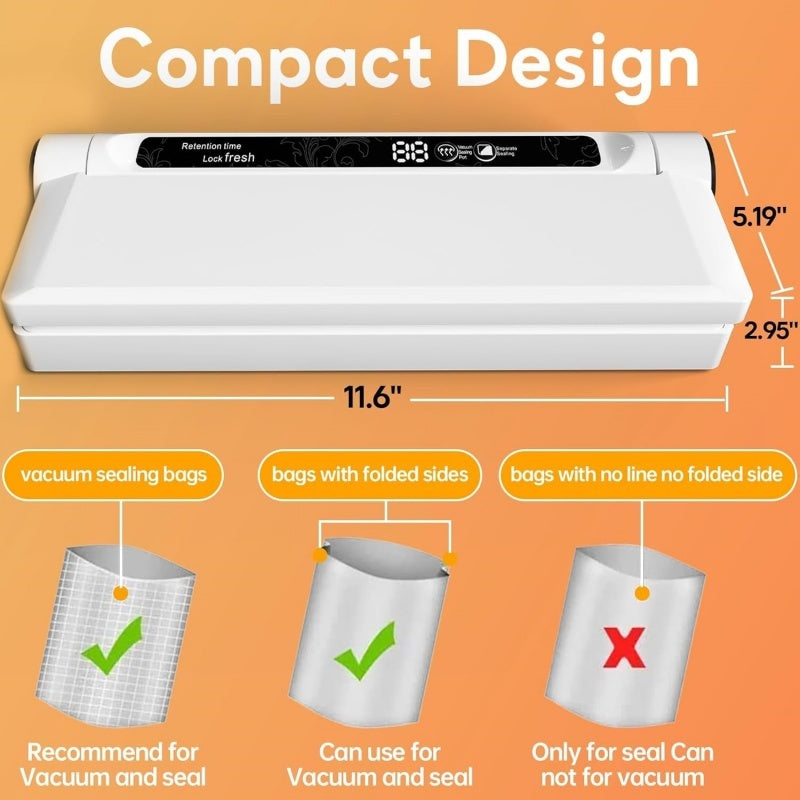 Vacuum Sealer Machine Food Saver Powerful Sealing System  20 Free Bags